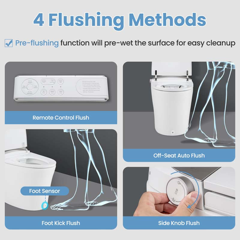 Elongated Smart Toilet, Bidet Toilet with Adjustable Heated Seat, Auto Open/Close, Foot Sensor, Dryer, Night Light & 1.16 GPF Automatic/Blackout Flush