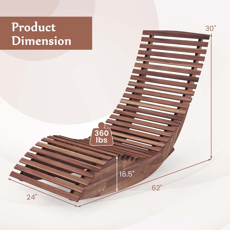Acacia Wood Outdoor Patio Rocking Chair with Widened Slatted Seat & High Back, Porch Rocker Sun Lounger for Backyard Garden