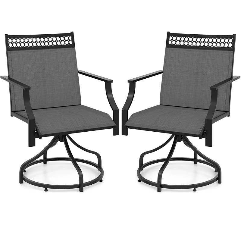 Outdoor Swivel Dining Chairs Set of 2/4 with Quick-Drying Fabric & Metal Frame, All-Weather Patio Chairs for Backyard Porch Lawn Garden