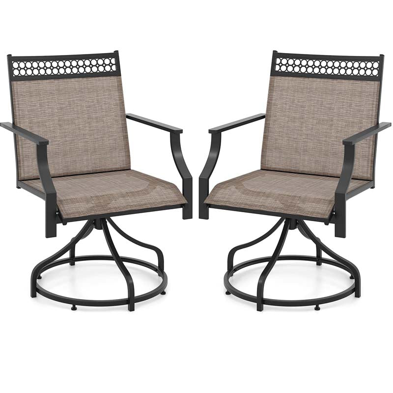 Outdoor Swivel Dining Chairs Set of 2/4 with Quick-Drying Fabric & Metal Frame, All-Weather Patio Chairs for Backyard Porch Lawn Garden