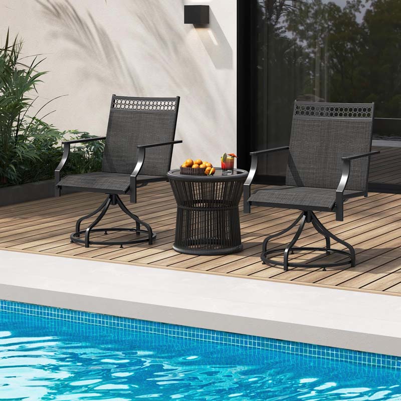 Outdoor Swivel Dining Chairs Set of 2/4 with Quick-Drying Fabric & Metal Frame, All-Weather Patio Chairs for Backyard Porch Lawn Garden