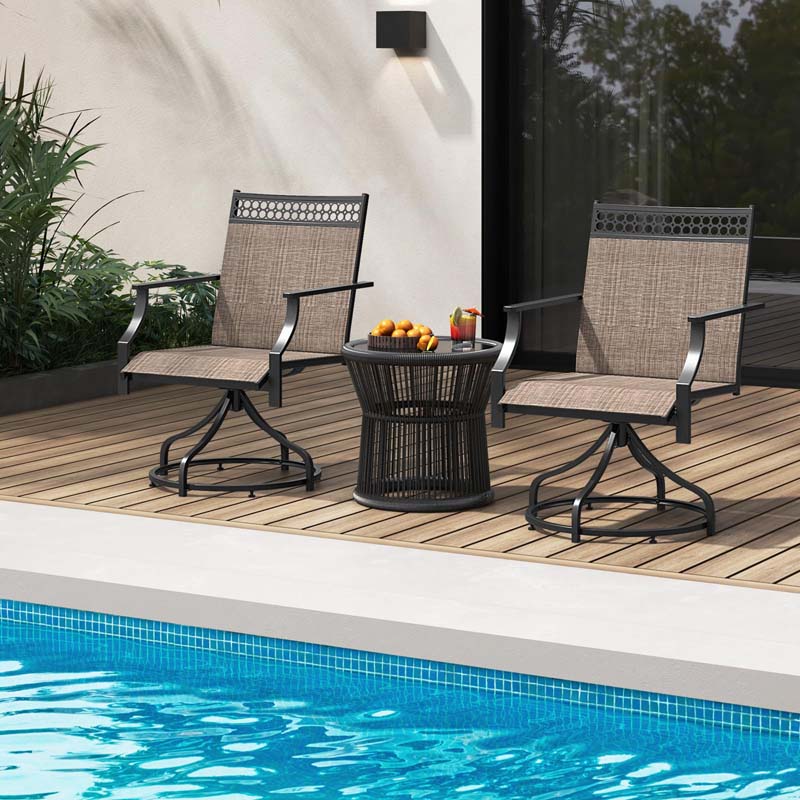 Outdoor Swivel Dining Chairs Set of 2/4 with Quick-Drying Fabric & Metal Frame, All-Weather Patio Chairs for Backyard Porch Lawn Garden