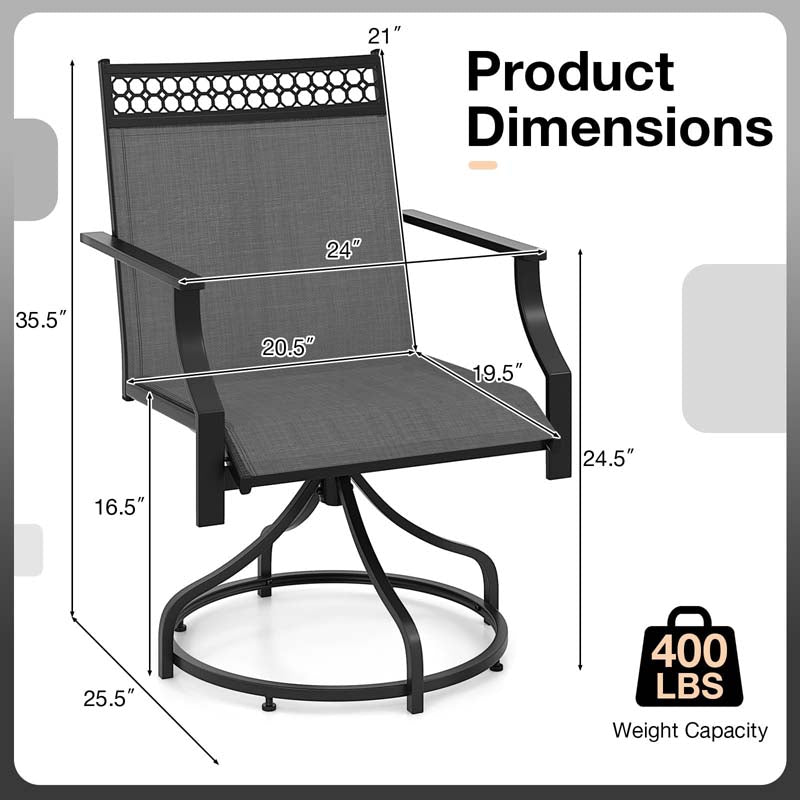 Outdoor Swivel Dining Chairs Set of 2/4 with Quick-Drying Fabric & Metal Frame, All-Weather Patio Chairs for Backyard Porch Lawn Garden