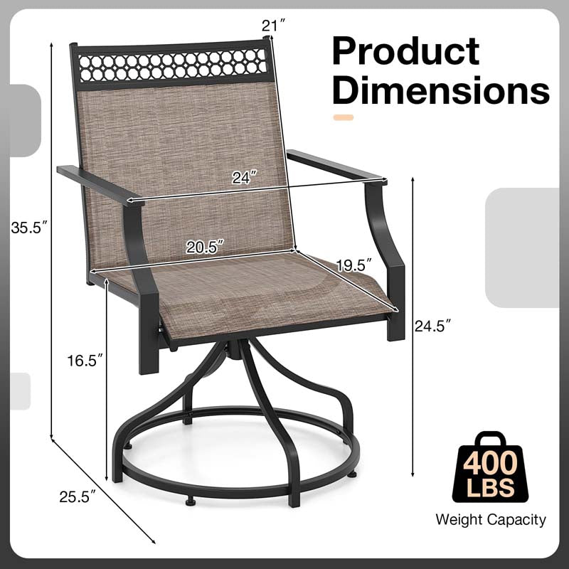 Outdoor Swivel Dining Chairs Set of 2/4 with Quick-Drying Fabric & Metal Frame, All-Weather Patio Chairs for Backyard Porch Lawn Garden