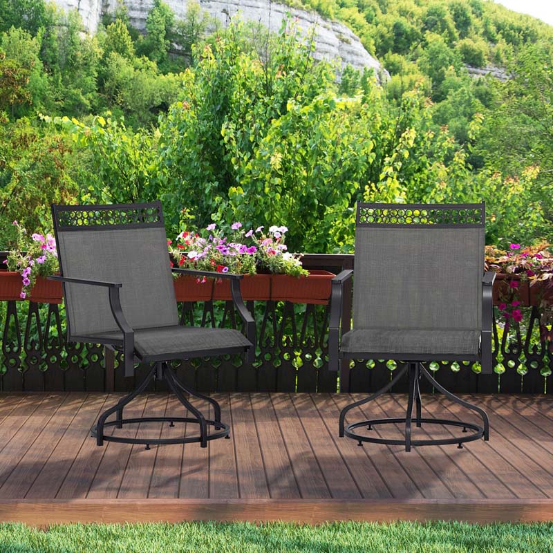 Outdoor Swivel Dining Chairs Set of 2/4 with Quick-Drying Fabric & Metal Frame, All-Weather Patio Chairs for Backyard Porch Lawn Garden