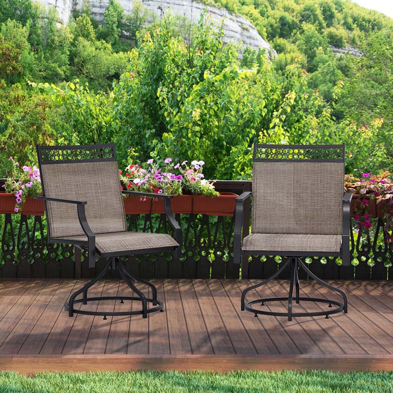 Outdoor Swivel Dining Chairs Set of 2/4 with Quick-Drying Fabric & Metal Frame, All-Weather Patio Chairs for Backyard Porch Lawn Garden