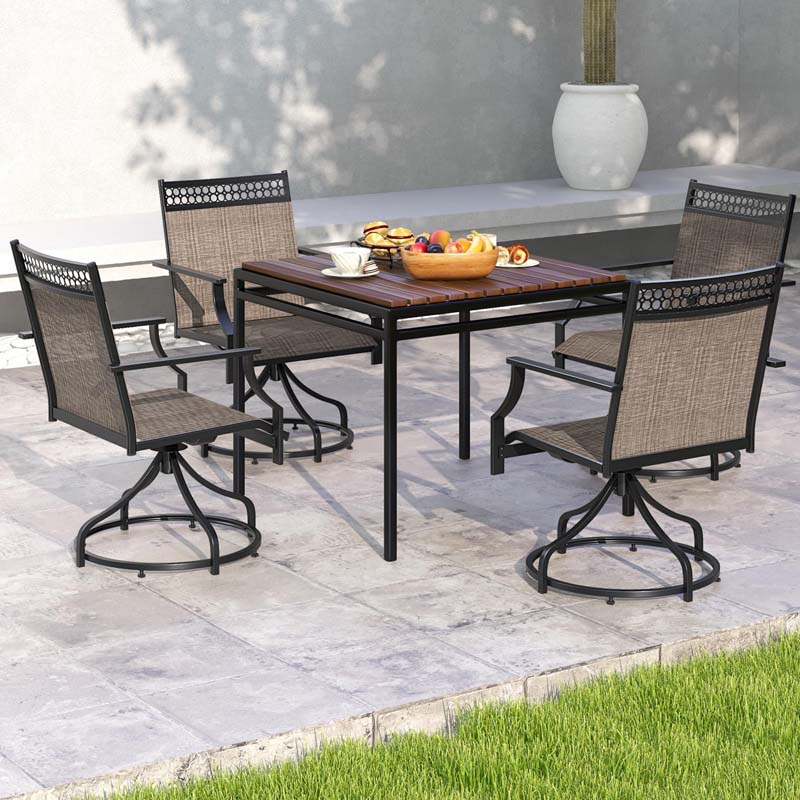Outdoor Swivel Dining Chairs Set of 2/4 with Quick-Drying Fabric & Metal Frame, All-Weather Patio Chairs for Backyard Porch Lawn Garden