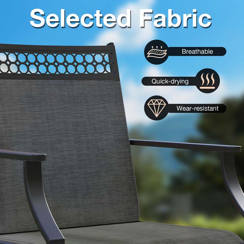 Outdoor Swivel Dining Chairs Set of 2/4 with Quick-Drying Fabric & Metal Frame, All-Weather Patio Chairs for Backyard Porch Lawn Garden