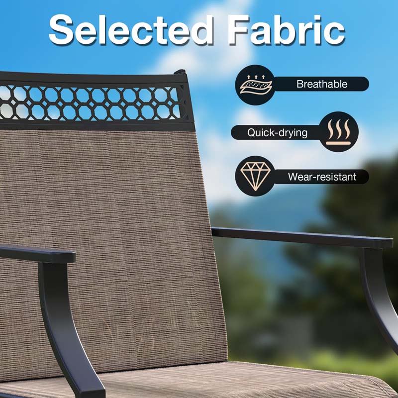 Outdoor Swivel Dining Chairs Set of 2/4 with Quick-Drying Fabric & Metal Frame, All-Weather Patio Chairs for Backyard Porch Lawn Garden