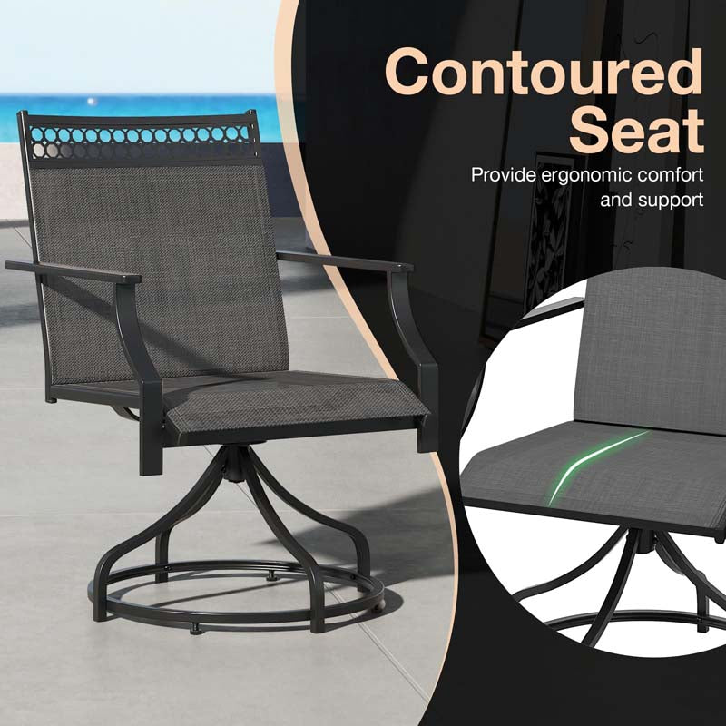 Outdoor Swivel Dining Chairs Set of 2/4 with Quick-Drying Fabric & Metal Frame, All-Weather Patio Chairs for Backyard Porch Lawn Garden