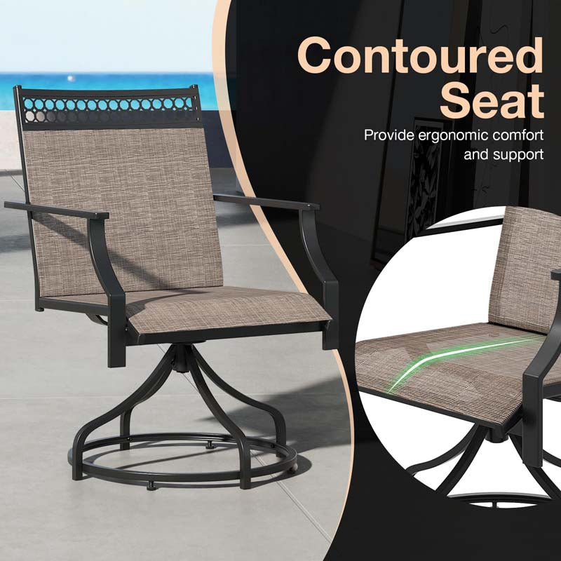Outdoor Swivel Dining Chairs Set of 2/4 with Quick-Drying Fabric & Metal Frame, All-Weather Patio Chairs for Backyard Porch Lawn Garden
