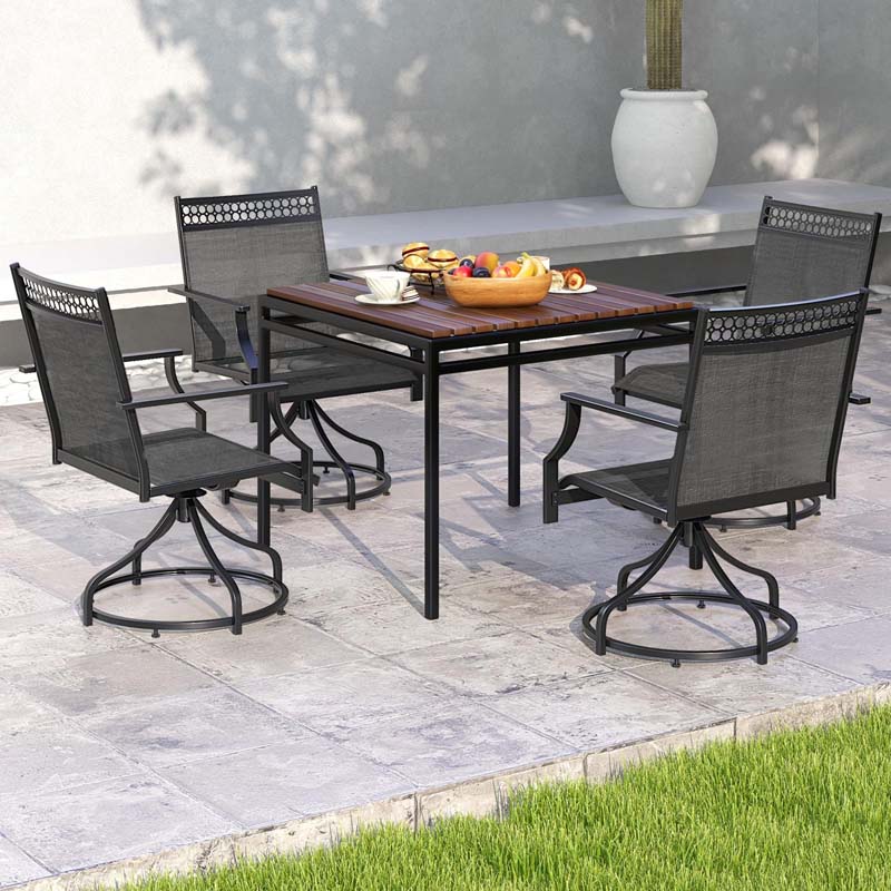Outdoor Swivel Dining Chairs Set of 2/4 with Quick-Drying Fabric & Metal Frame, All-Weather Patio Chairs for Backyard Porch Lawn Garden
