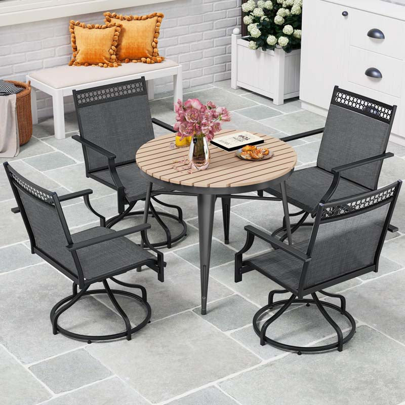 Outdoor Swivel Dining Chairs Set of 2/4 with Quick-Drying Fabric & Metal Frame, All-Weather Patio Chairs for Backyard Porch Lawn Garden