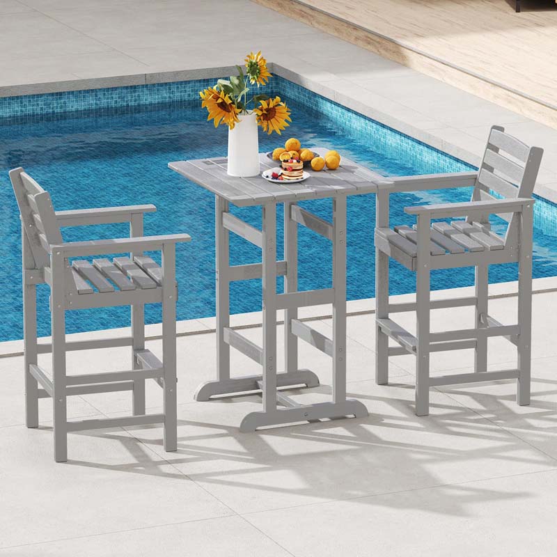 29" Patio Adirondack Bar Chairs Set of 2/4, HDPE Bar Height Chairs with Wide Armrests & Footrest, Outdoor High-Top Slatted Bar Chairs with Backrest