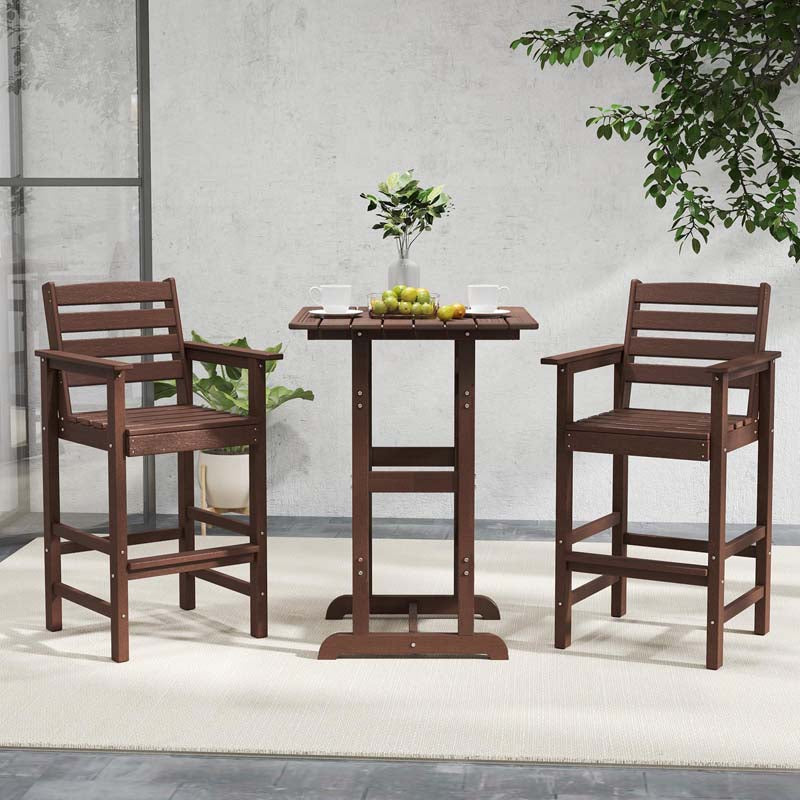 29" Patio Adirondack Bar Chairs Set of 2/4, HDPE Bar Height Chairs with Wide Armrests & Footrest, Outdoor High-Top Slatted Bar Chairs with Backrest