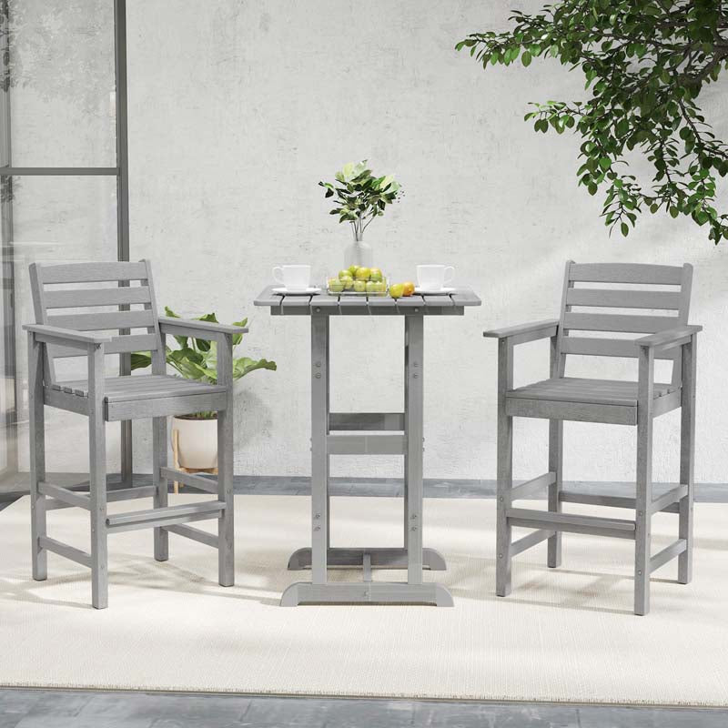 29" Patio Adirondack Bar Chairs Set of 2/4, HDPE Bar Height Chairs with Wide Armrests & Footrest, Outdoor High-Top Slatted Bar Chairs with Backrest