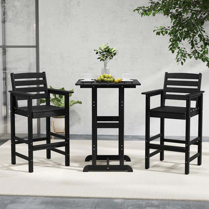 29" Patio Adirondack Bar Chairs Set of 2/4, HDPE Bar Height Chairs with Wide Armrests & Footrest, Outdoor High-Top Slatted Bar Chairs with Backrest
