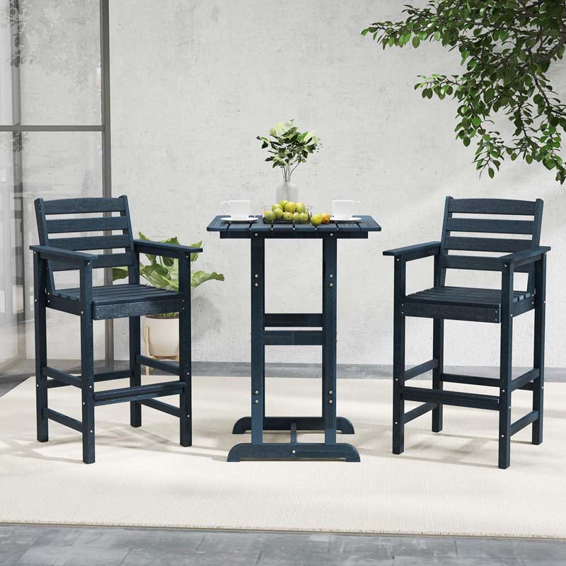 29" Patio Adirondack Bar Chairs Set of 2/4, HDPE Bar Height Chairs with Wide Armrests & Footrest, Outdoor High-Top Slatted Bar Chairs with Backrest