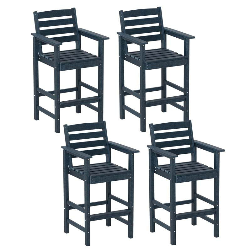 Adirondack Bar Chairs Set of 2/4, 29" HDPE Bar Height Outdoor Stools w/ Backrest & Footrest, All-Weather Backyard Patio High-Top Chairs