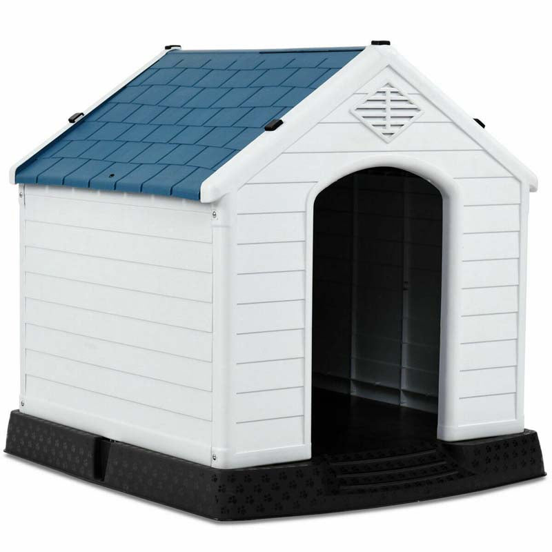 Waterproof Plastic Dog House Outdoor Indoor, Durable Pet House for Small Medium Large Dogs with Elevated Floor and Air Vents