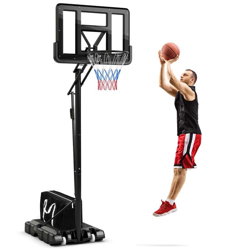 8-10FT 5-Level Height Adjustable Basketball Goal Stand with 44" Backboard, Portable Basketball Hoop Outdoor Indoor