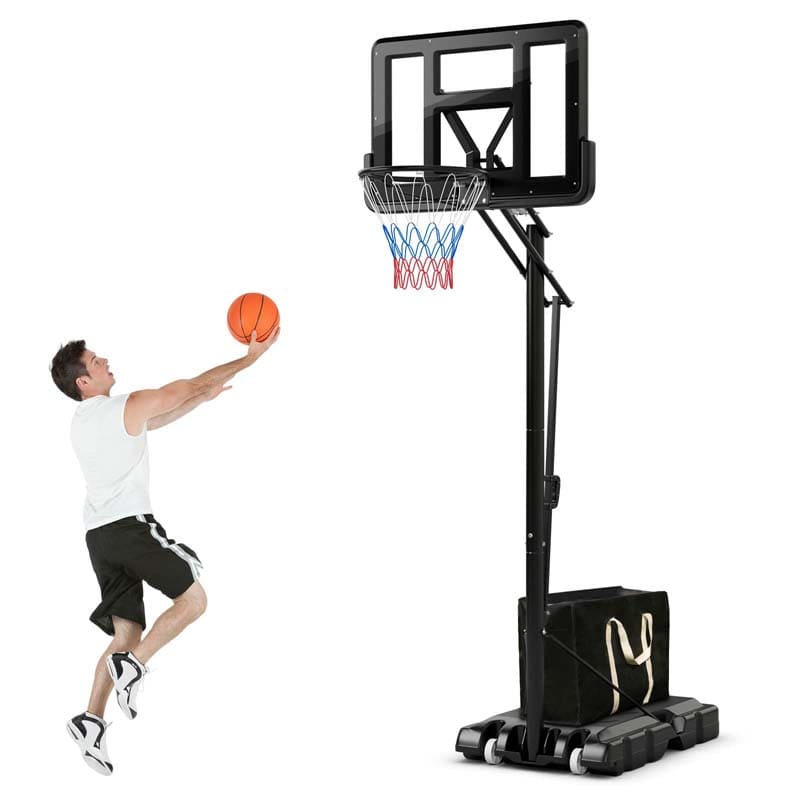 8-10FT 5-Level Height Adjustable Basketball Goal Stand with 44" Backboard, Portable Basketball Hoop Outdoor Indoor