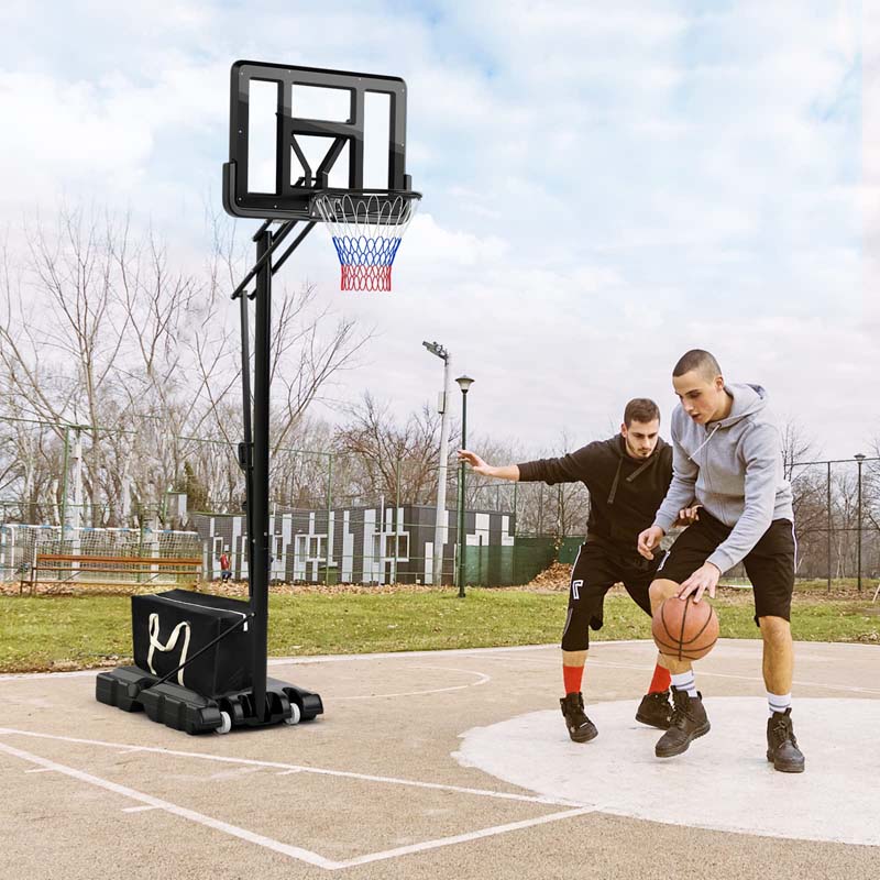 8-10FT 5-Level Height Adjustable Basketball Goal Stand with 44" Backboard, Portable Basketball Hoop Outdoor Indoor