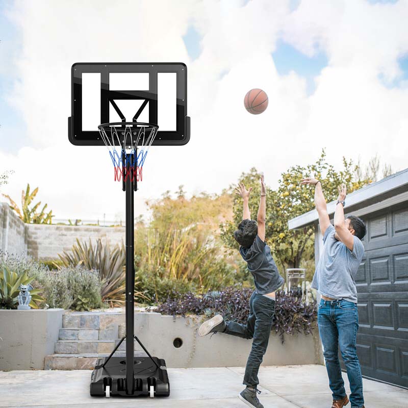 8-10FT 5-Level Height Adjustable Basketball Goal Stand with 44" Backboard, Portable Basketball Hoop Outdoor Indoor