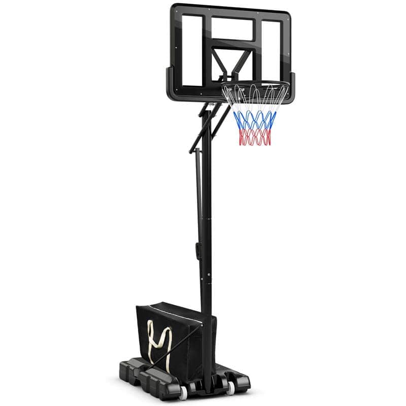 8-10FT 5-Level Height Adjustable Basketball Goal Stand with 44" Backboard, Portable Basketball Hoop Outdoor Indoor