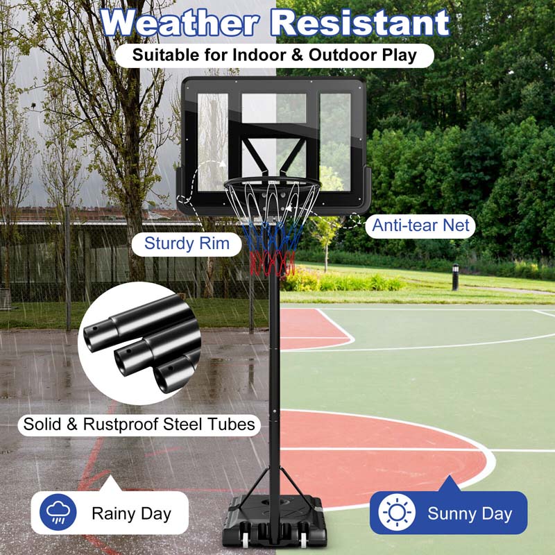 8-10FT 5-Level Height Adjustable Basketball Goal Stand with 44" Backboard, Portable Basketball Hoop Outdoor Indoor