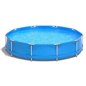12 FT x 31.5 Inch Round Above Ground Swimming Pool with Pool Cover, CPSIA Certified Outdoor Steel Frame Pool