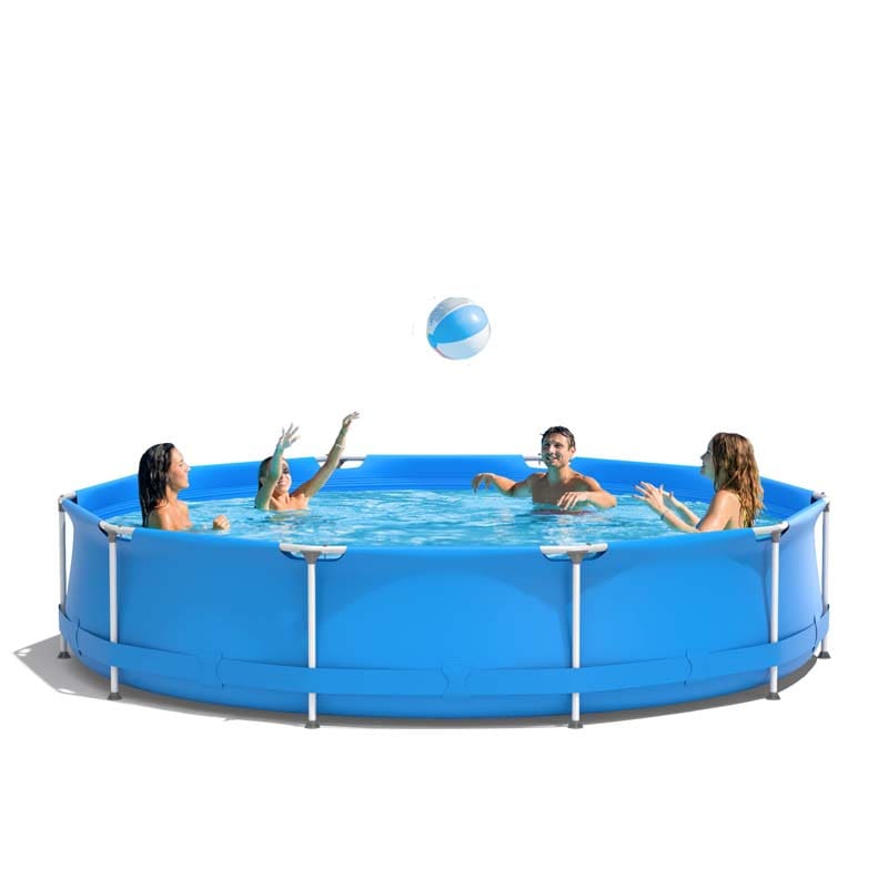 12 FT x 31.5 Inch Round Above Ground Swimming Pool with Pool Cover, CPSIA Certified Outdoor Steel Frame Pool for Backyard, Garden, Patio