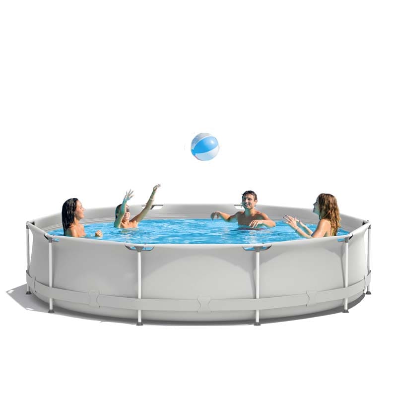 12 FT x 31.5 Inch Round Above Ground Swimming Pool with Pool Cover, CPSIA Certified Outdoor Steel Frame Pool for Backyard, Garden, Patio