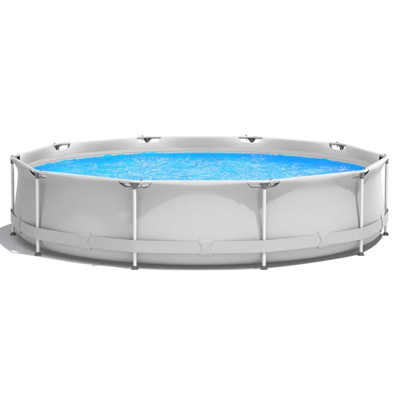 12 FT x 31.5 Inch Round Above Ground Swimming Pool with Pool Cover, CPSIA Certified Outdoor Steel Frame Pool for Backyard, Garden, Patio
