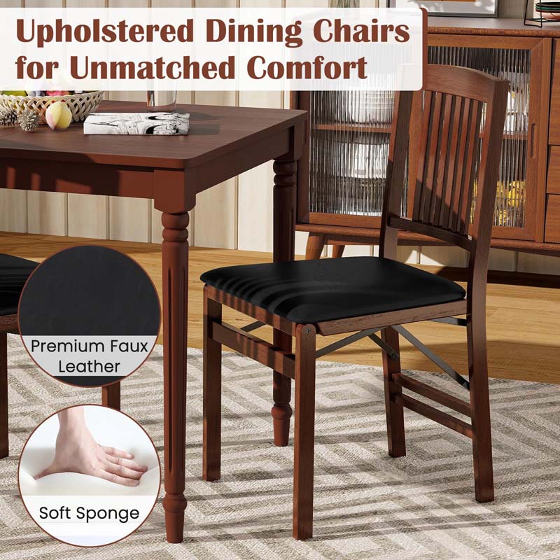Folding Dining Chairs Set of 2/4, Solid Wood Armless Side Kitchen Chairs with Padded Seat & Max Load 400Lbs, No Assembly for Apartment Living Room
