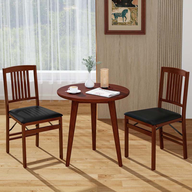Folding Dining Chairs Set of 2/4, Solid Wood Armless Side Kitchen Chairs with Padded Seat & Max Load 400Lbs, No Assembly for Apartment Living Room