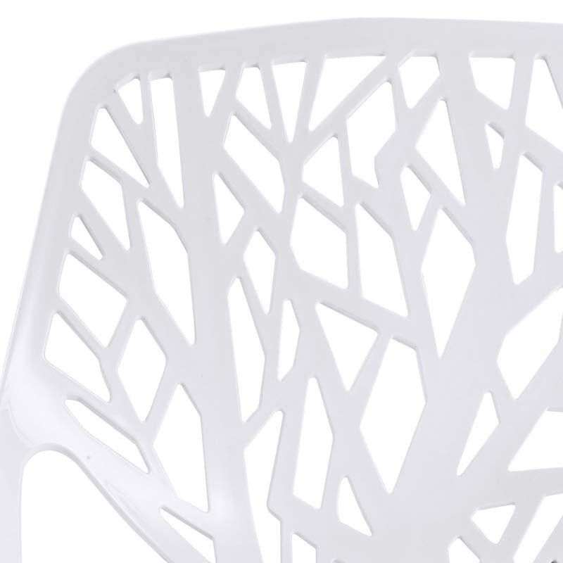 Set of 6 Modern Stackable Hollow-Out Plastic Dining Chairs, Geometric Style Dining Side Chair, Metal Frame Armless Accent for Indoor & Outdoor Use