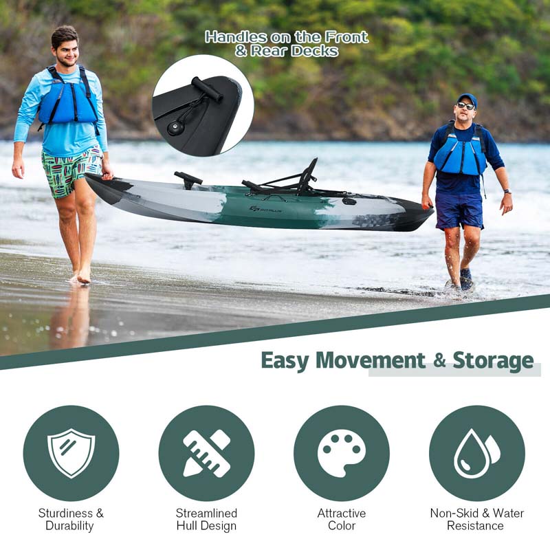 Sit-on-Top Fishing Kayak with Aluminum Paddle, 4 Fishing Rod Holders & Padded Seat, 9.7FT 1-Person Recreational Touring Kayak for Lake, River, Ocean