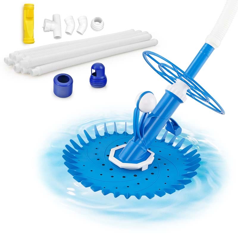 Upgraded Automatic Pool Cleaner, Vacuum Suction Side Pool Sweeper with 10FT Extension Hoses & 36-Fin Disc for Pools, Floors & Walls
