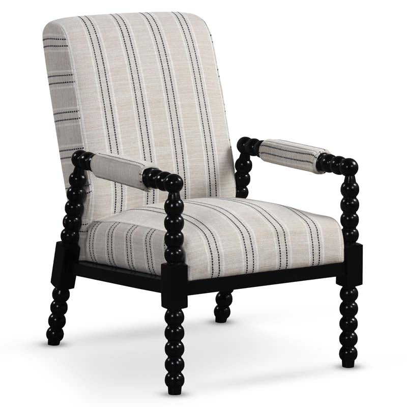 Mid-Century Modern Spindle Accent Chair for Living Room, Upholstered Armchair Single Sofa Chair with Rubber Wood Frame