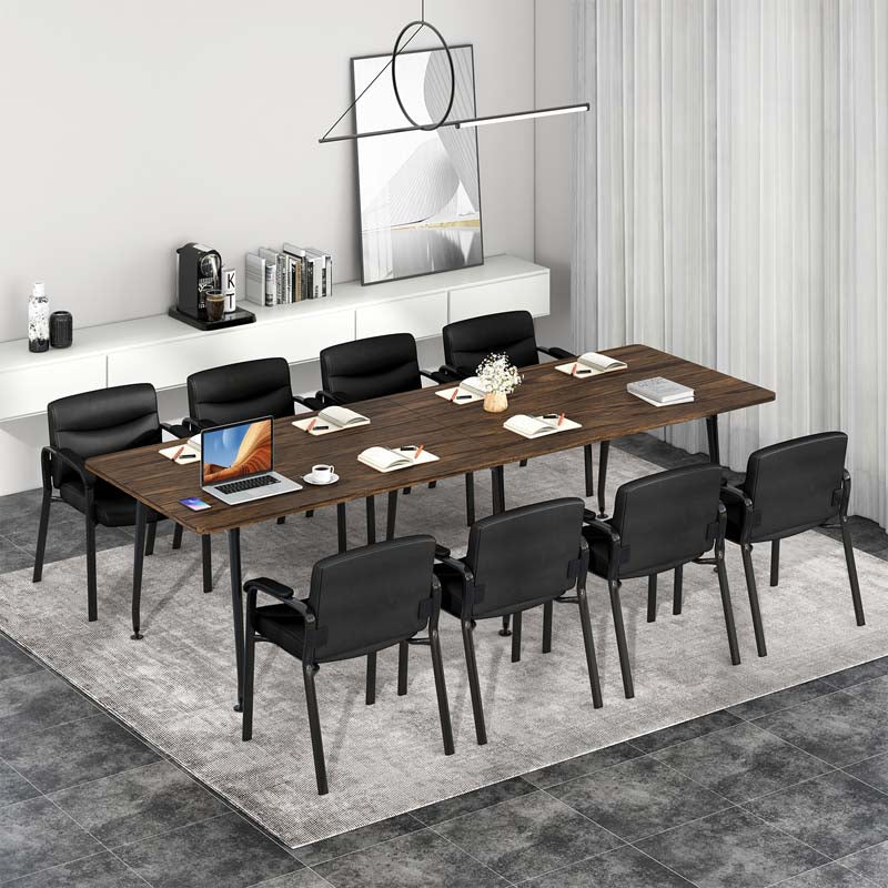 Set of 2 Office Guest with PU Leather Upholstered Seat, Modern Reception Chairs Conference Chairs No Wheels for Waiting & Meeting Rooms