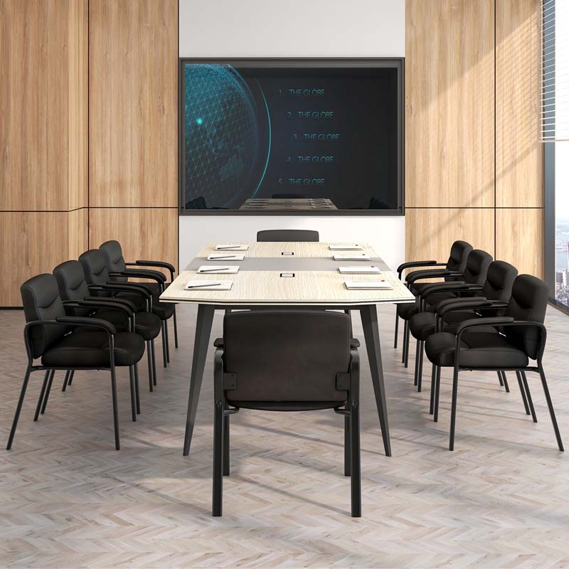 Set of 2 Office Guest with PU Leather Upholstered Seat, Modern Reception Chairs Conference Chairs No Wheels for Waiting & Meeting Rooms