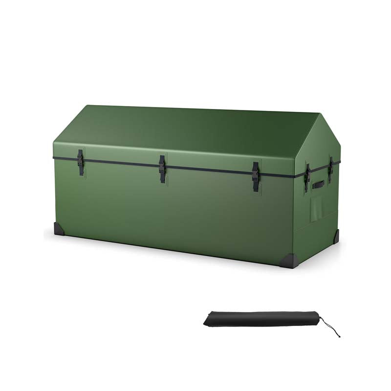 174 Gallon All Weather Outdoor Storage Box Patio Tarpaulin Deck Box with Ventilated Window, Adjustable Snap