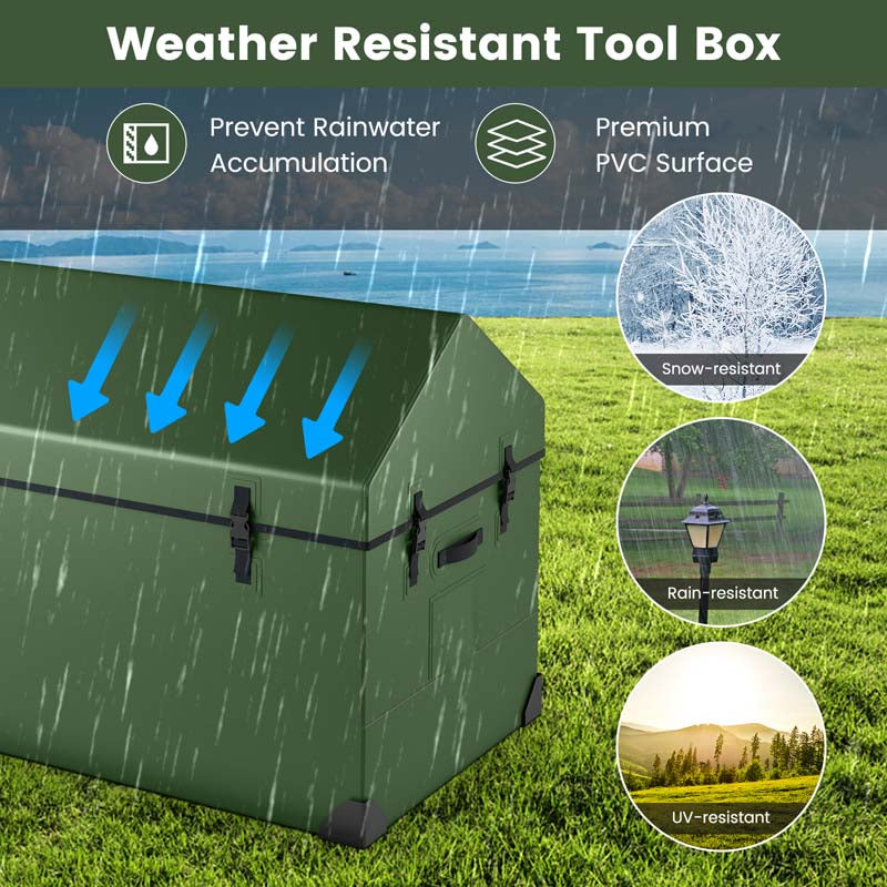 174 Gallon All Weather Outdoor Storage Box Patio Tarpaulin Deck Box with Ventilated Window, Adjustable Snap