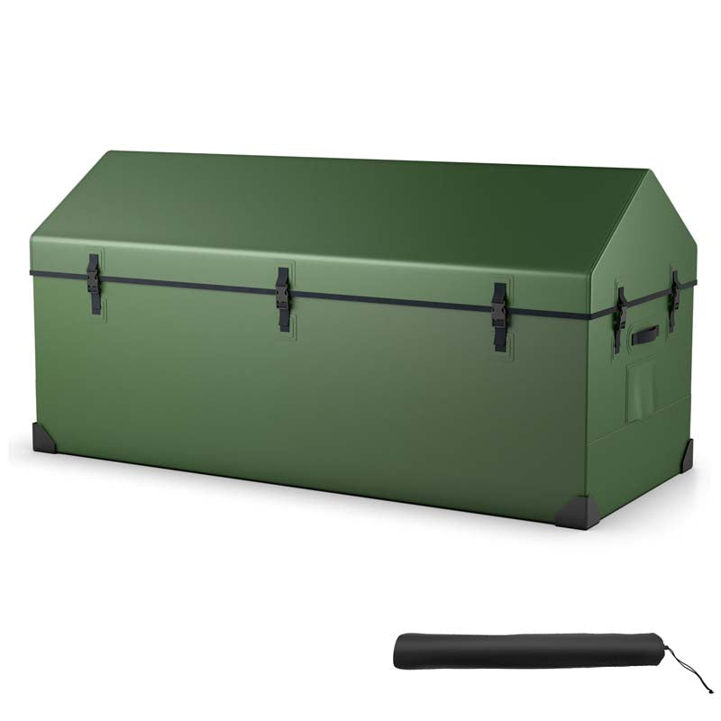 174 Gallon All Weather Outdoor Storage Box Patio Tarpaulin Deck Box with Ventilated Window, Adjustable Snap