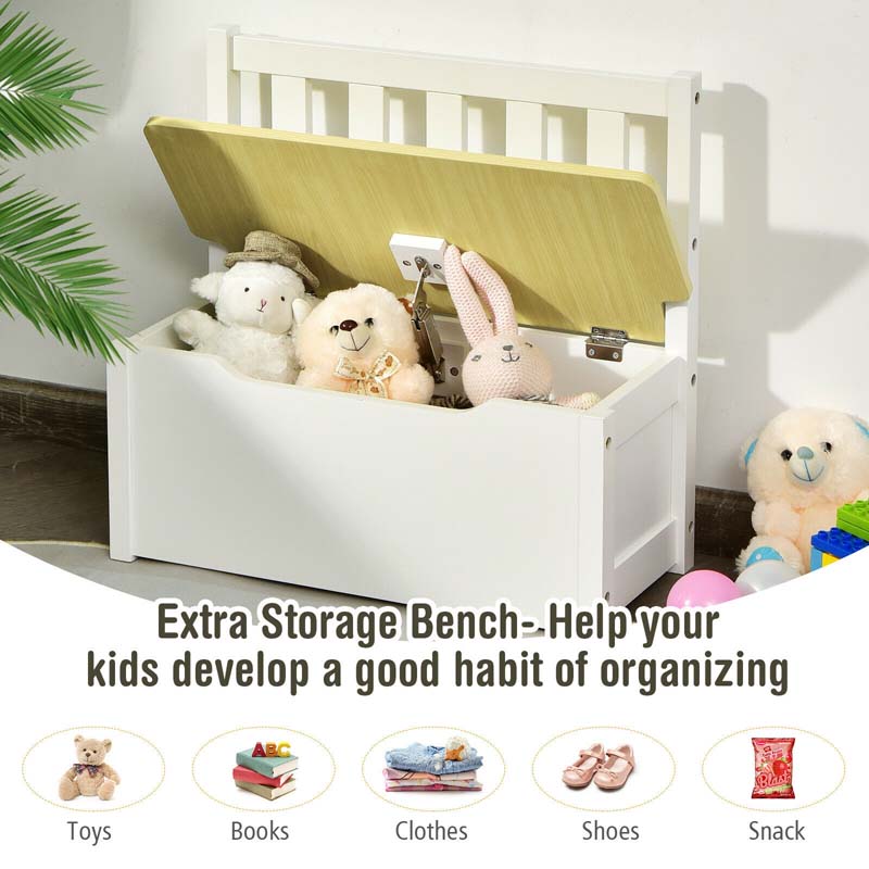2 in 1 Kids Table and Chair Set, Wooden Children Activity Table with Toy Storage Bench & 2 Chairs for Arts, Crafts, Snack Time, Playroom