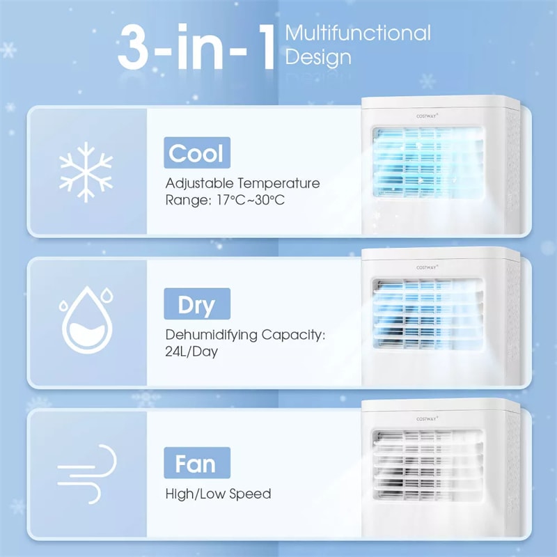 10000 BTU 3-in-1 Portable Air Conditioner, Personal Standing AC Cooling Unit with Dehumidifier, 24H Timer, Window Kit & Wheels for Bedroom, Dorm