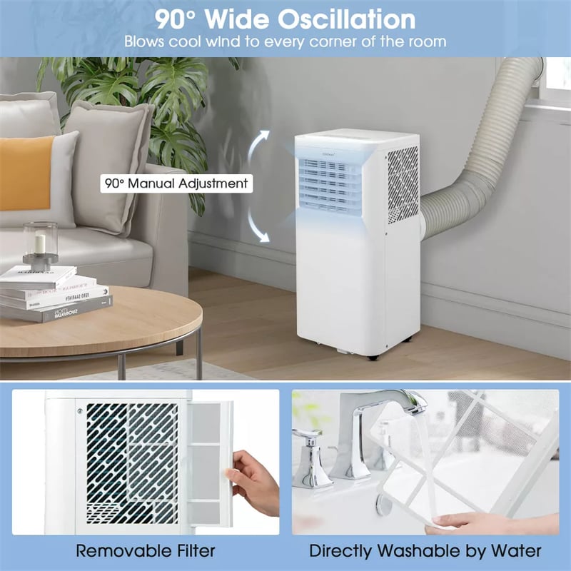 10000 BTU 3-in-1 Portable Air Conditioner, Personal Standing AC Cooling Unit with Dehumidifier, 24H Timer, Window Kit & Wheels for Bedroom, Dorm