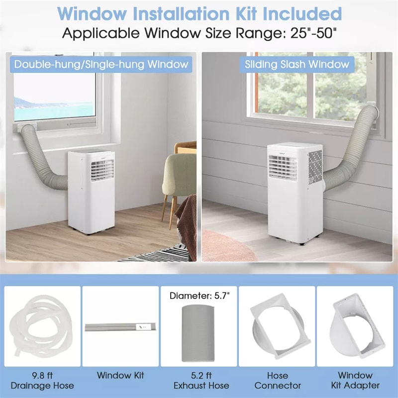 10000 BTU 3-in-1 Portable Air Conditioner, Personal Standing AC Cooling Unit with Dehumidifier, 24H Timer, Window Kit & Wheels for Bedroom, Dorm