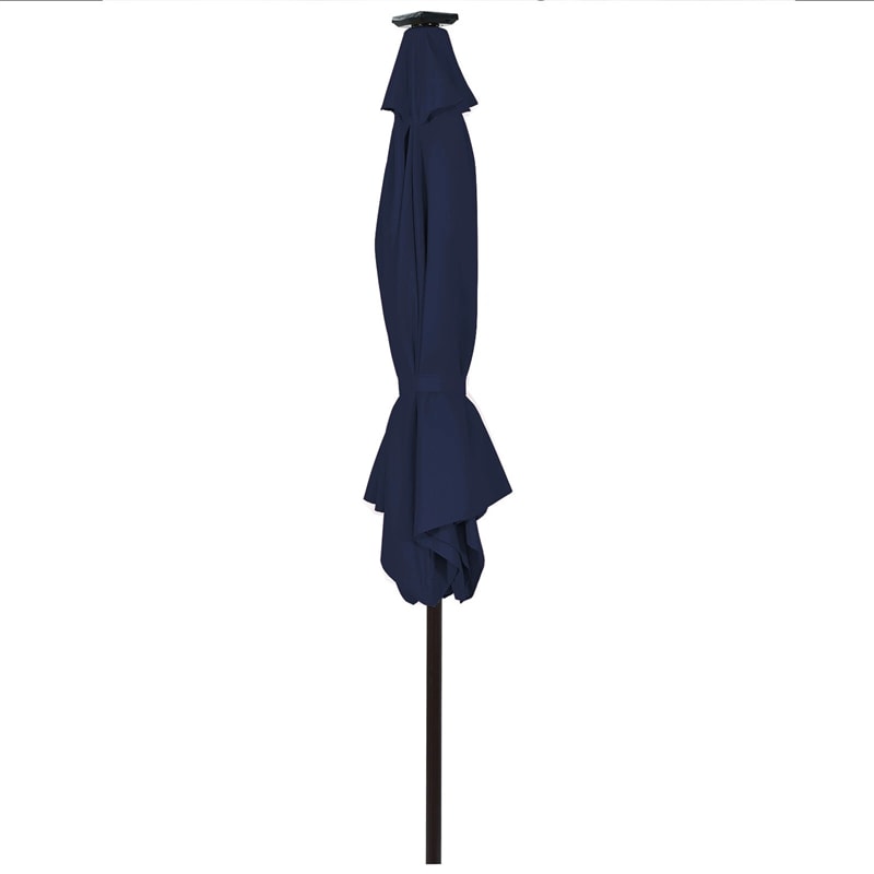 10FT Patio Umbrella with Solar LED Lights & Crank, Easy Tilt Outdoor Market Umbrella for Backyard, Poolside, Deck